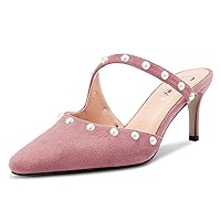 Castamere Women Stiletto Mid Heel Square Toe Slip-on Sandals Party Dress 2.6 Inches Heels