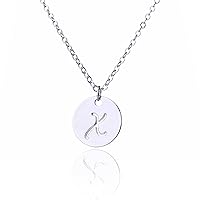 Personalized Birthstone Initial A Necklace Engraved Disc Danity Pendant Necklaces Silver