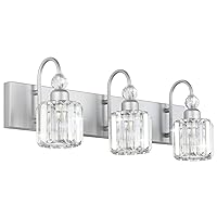 Ralbay Crystal Vanity Light for Bathroom 3 Light 24''Modern Silver Bathroom Vanity Light Fixtures Over Mirror Bathroom Wall Lights