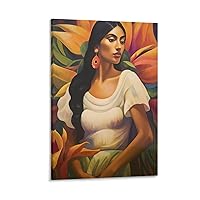 Mexican Folk Art, Calla Lily Flower Painting Poster Rustic Mexican Plant Decoration (3) Canvas Painting Wall Art Poster for Bedroom Living Room Decor 24x36inch(60x90cm) Frame-style