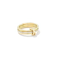 Kendra Scott Tia 18k Gold Vermeil Band Ring in White Sapphire, Fine Jewelry for Women