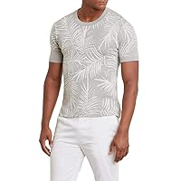 Kenneth Cole Mens Palm Jacquard Knit Basic T-Shirt, Grey, XX-Large