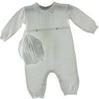 Feltman Brothers Infant Boys White Knit Romper Hat Set Take Home Outfit
