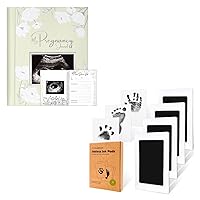 KeaBabies Pregnancy Journal, Pregnancy Announcements and 4-Pack Inkless Hand and Footprint Kit - 80 Pages Hard Cover Pregnancy Book For Mom To Be Gift - Ink Pad for Baby Hand and Footprints