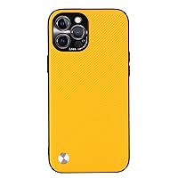 Carbon Fiber Case for iPhone 14/14 Pro/14 Plus/14 Pro Max,Slim and Thin Aramid Cover, Lightweight, Anti-Scratch Lens Protection, Supports Wireless Charging,Yellow,13 pro 6.1''