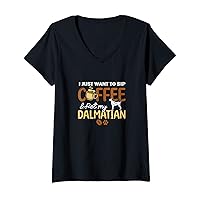 Womens Sip Coffee Pet My Dalmatian Dog Owner Gifts Dog Coffee Lover V-Neck T-Shirt
