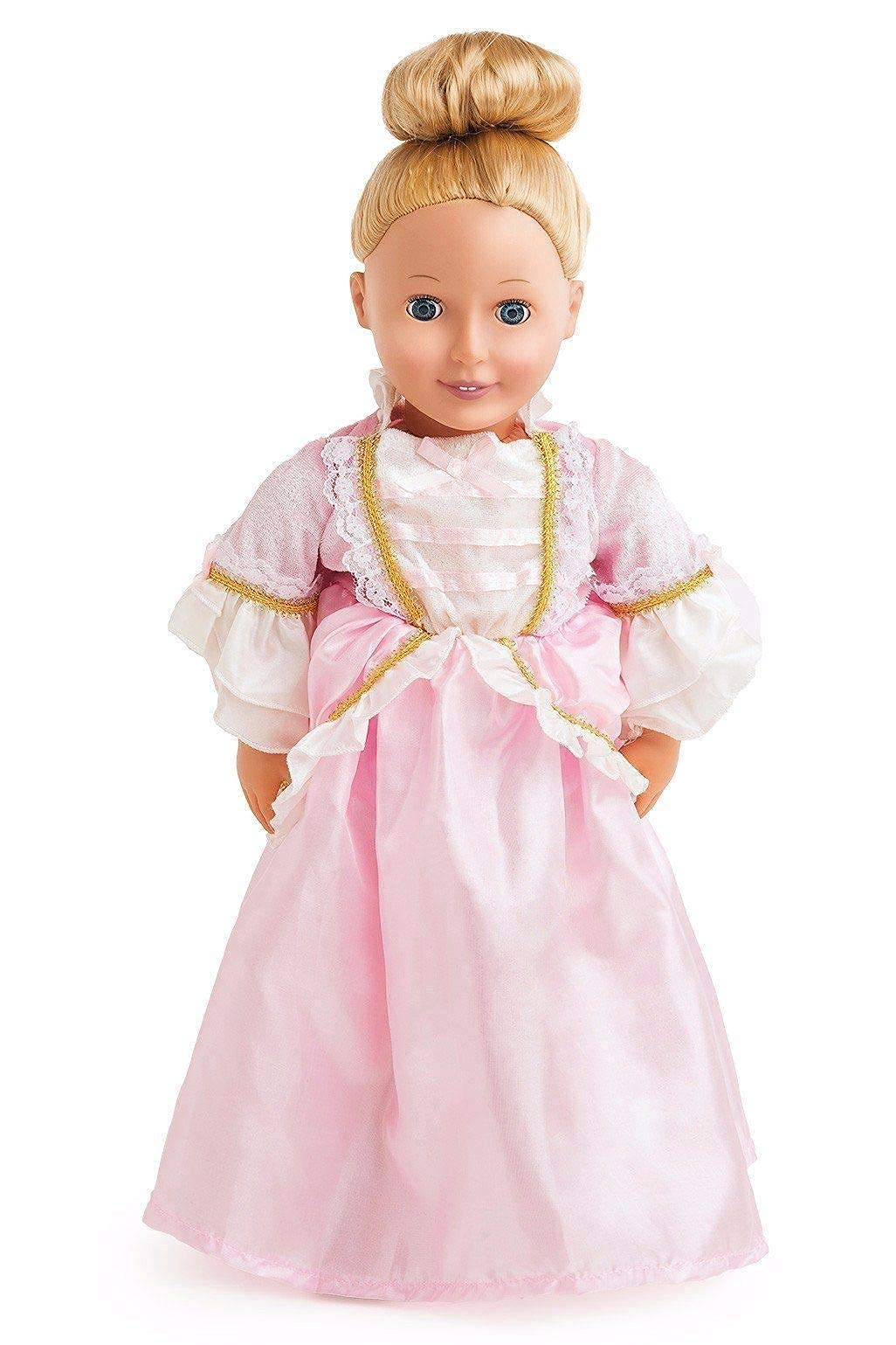 Little Adventures Pink Renaissance Princess Dress Up Costume (Medium Age 3-5) with Matching Doll Dres - Machine Washable Child Pretend Play and Party Dress with No Glitter