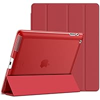 JETech Case Compatible with iPad 2 3 4 (Old Model), Smart Cover with Auto Sleep/Wake (Red)
