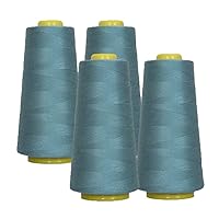 AK Trading 4-Pack OZONE BLUE All Purpose Sewing Thread Cones (6000 Yards Each) of High Tensile Polyester Thread Spools for Sewing, Quilting, Serger Machines, Overlock, Merrow & Hand Embroide