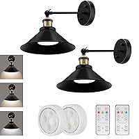 LABOREDUCER Battery Operated Wall Sconces Set of 2, Cordless Sconces Wall Lighting with Remote, Black Flexible Battery Wall Lamps, Wall Mounted Lights for Bedroom, Living Room, Hallway