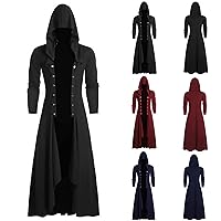 Long Hooded Cardigan Ruffle Shawl Collar Open Front Lightweight Drape Cape Overcoat with Pockets