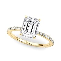 1.25CTW Lab-Grown Diamond Emerald Cut 18K Gold Hidden Halo Engagement Ring