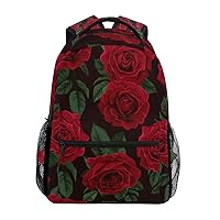 Red Rose Flower Floral Large Backpack for Women Girls kids School Personalized Laptop iPad Tablet Travel School Bag with Multiple Pockets