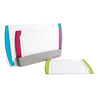 Neoflam 4 Piece Plastic Coded Cutting Board Set plus Organizer with Food Icon, Microban Protection, Extra Large, BPA Free, Juice Groove, Non Slip, Dishwasher Safe, Multicolor
