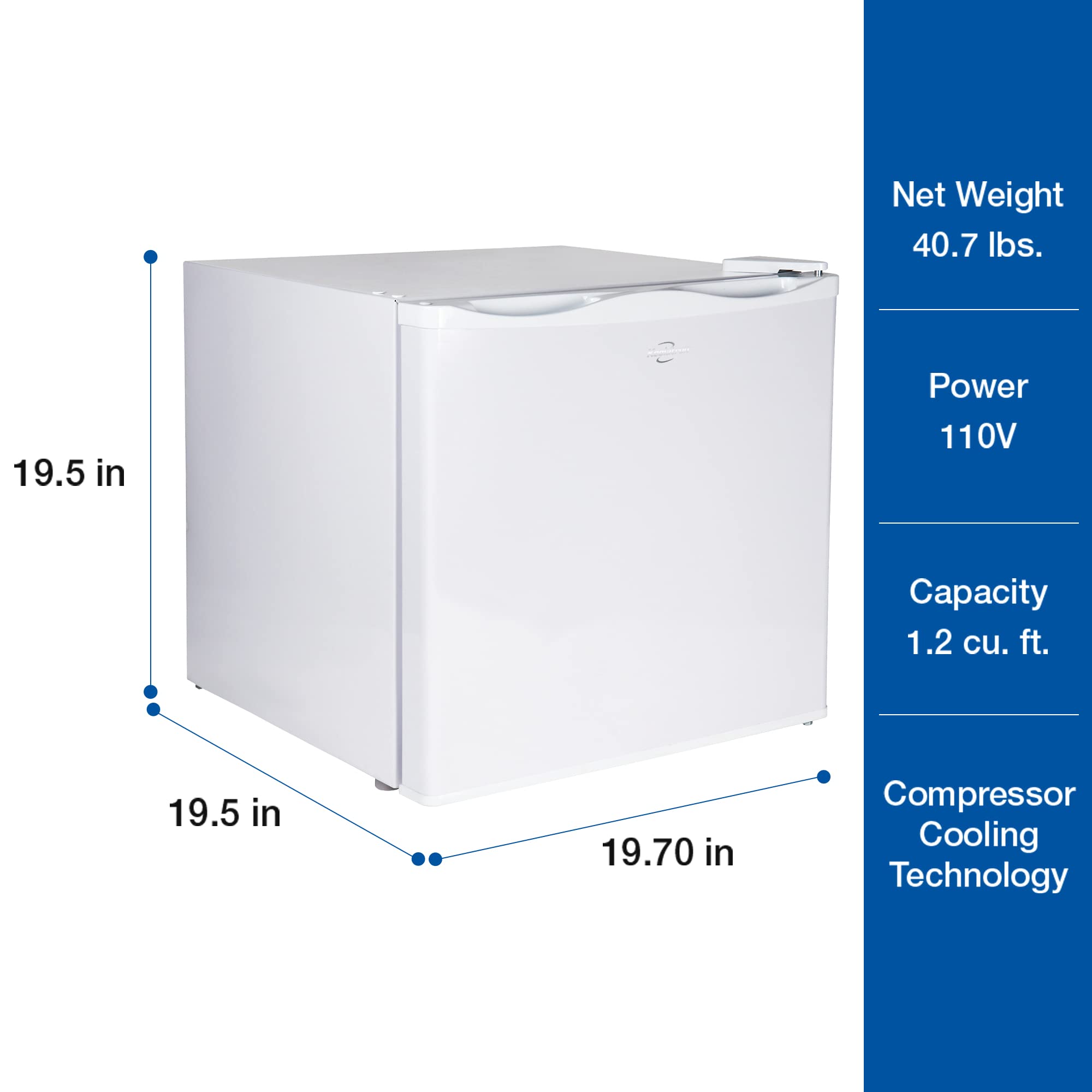 Koolatron Mini Upright Freezer 1.2 cu ft (34L) White, Manual Defrost, Space-Saving Flat Back, Reversible Door, Wire Shelf, for Apartment, Condo, Office, RV, Cabin, Dorm Room, Home Bar