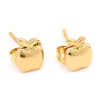Cute Apple Stud Earrings 24K Gold Plated Earring Jewelry