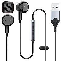 Wired Headphones Earphones for Laptop PC Chromebook Noise Cancelling Ear Buds with 3.5mm Plug in Audio Jack Microphone HiFi Stereo Clear Call Volume Control for Kindle Fire Nintendo Swit