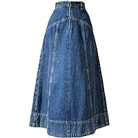 Korean Vintage Denim Skirts Ladies A-Line Loose Casual Women High Waist Midi Jean Skirt