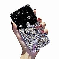 Case for Nokia 225 Full Diamond, 3D Handmade Sparkle Crystal Rhinestone Diamond Glitter Bling Clear TPU Silicone Case for Nokia 225 4G 2020(Not for Nokia 225 2014) (Black/White)