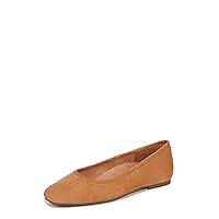 Vionic Women's Hyacinth Orinda Comfort Ballet Flat Shoes- Supportive Dressy Comfortable Flats Camel Suede 7 Narrow