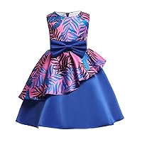 2-10 Years Girls Floral Print Formal Dresses Kids Pageant Party Dress