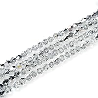 5 Strands Czech 6mm (0.24 Inch) Faceted Bicone Crystal Glass Loose Beads Silver Shade (215-230pcs) for Jewelry Craft Making CCB632