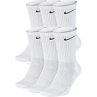 Nike Men's Dri-Fit Everyday Cushioned Crew Socks | Cotton (Everyday, White, Medium, 6 Pairs)
