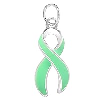 Large Light Green Ribbon Charm Perfect for Jewelry Making, Bracelets, Necklaces, DIY Projects, Support Groups and Fundraisers