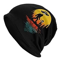 UFO Alien and Bigfoot Moon Beanie Slouchy Knit Hat Caps Soft Warm Cap Cuffed Summer Skull Cap