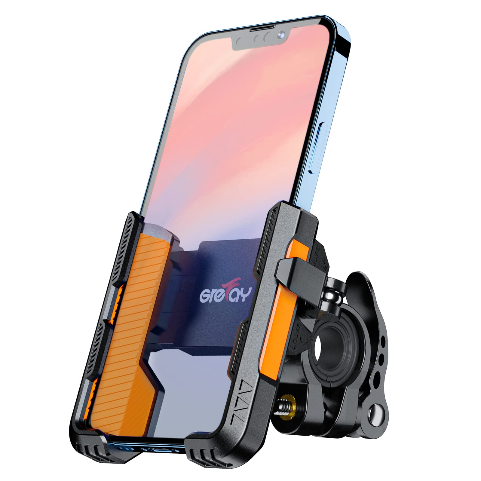 Grefay Bike Phone Mount【1S Quick Release】 Motorcycle Phone Mount Two Connectors for 20-40mm Handlebar 360° Rotatable Bicycle Motorcycle Scooter Suitable for 4.0