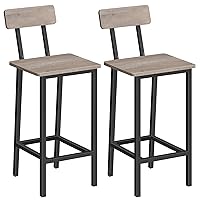 Bar Stools, Set of 2 Bar Chairs with Backrest, Kitchen Bar Stools with Footrest, 24.1