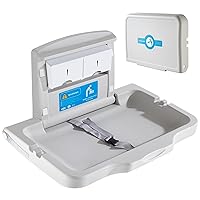 Baby Changing Station Wall Mounted Baby Changing Table Foldable Diaper Changing Unit Commercial Restrooms Horizontal HDPE Meterial with Safrty Strap White Gray
