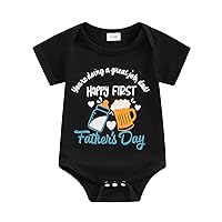 My First Fathers Day Outfit Baby Boy Girls Romper Short Sleeve Letter Printed Bodysuit Newborn Clothes