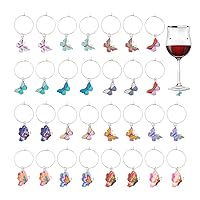 UNICRAFTALE Colourful Butterfly Wine Glass Markers Making Kit Alloy Pendants with Wine Glass Charms Jump Rings Wine Charms Drink Charms for Party Anniversary Gathering