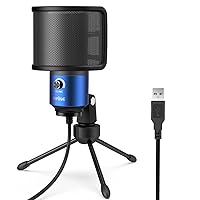 FIFINE USB Computer Microphone for Recording YouTube Video Voice Over Vocals for Mac & PC, Condenser Mic with Pop Filter (K669L+U1)