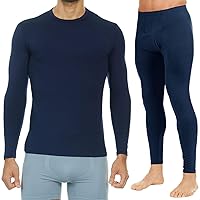 Thermajohn X-Large, Navy Thermal Top & Bottom Bundle| Thermal Compression Shirts & Leggings for Men | Cozy, Flexible Thermal Underwear Set for Cold Weather