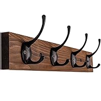 Coat Hooks for Wall,Coat Rack Wall Mounted, Hat Rack and Hat Hooks with 4 Hooks for Entryway, Bathroom, Bedroom(Brown)