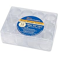 Darice Clear Bead Organizer Storage Case, Clear Bead Holder with 12 Small Containers, 6.25” x 4.75” x 2.08”