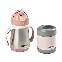 Beaba Stainless Steel Straw Sippy Cup Stainless Steel Insulated Food Jar