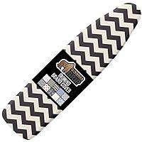The Original Gorilla Grip Ironing Board Cover, Silicone Coating, Full Size Scorch Resistant Padding, Elastic Edge, Iron Pad Covers Standard Boards, Hook and Loop Fastener Strap, Chevron Black Linen