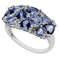 Tanzanite Trillion Shape Natural Non-Treated Gemstone 925 Sterling Silver Ring Engagement Jewelry for Women & Men
