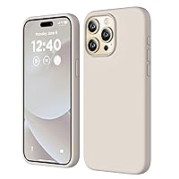 Compatible with iPhone 15 Pro Max Case, Liquid Silicone Case, Full Body Shockproof Protective Cover Slim Thin Phone Case with [Soft Anti-Scratch Microfiber Lining], 6.7 inch-Stone