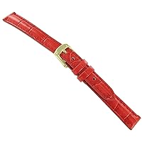 14mm DB Baby Crocodile Grain Red Padded Stitched Watch Band Strap