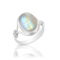 By Siblings Natural Gemstone 925 Sterling Silver Handmade Designer Dainty Ring Engagement Wedding Jewelry For Women & Girls