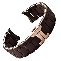 White Black Silicone Rubber clad Steel Watch Band for Armani AR5905|5906|5920|5919|5859 Women 20mm Man 23mm Wrist Strap Bracelet (Color : 10mm Gold Clasp, Size : 23mm)