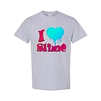 I Love Slime Heart Slime Lovers Party Funny DT Adult T-Shirt Tee