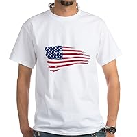 CafePress Tattered US Flag T Shirt White Cotton T-Shirt