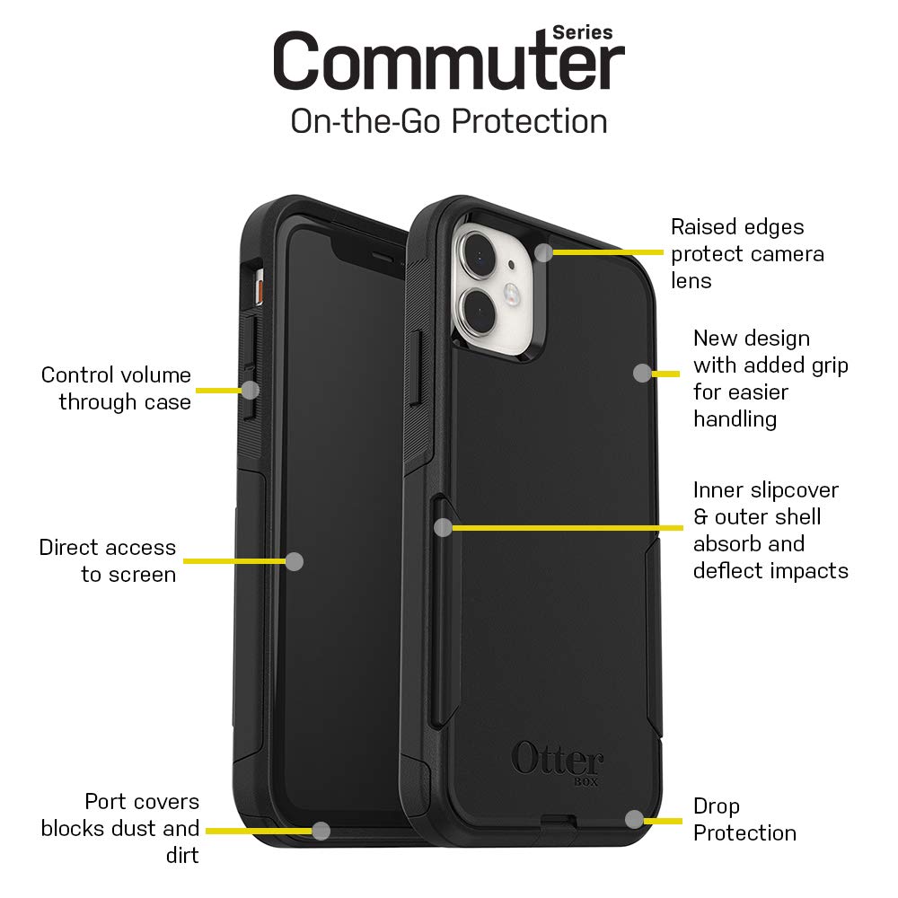 OtterBox iPhone 11 Commuter Series Case - BLACK, slim & tough, pocket-friendly, with port protection