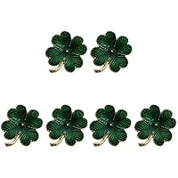6 Pieces Shamrock Gold Plated Four Leaf Brooch Clover Retro Lapel Pin St. Patricks Day Accessory (Green) Party Favors