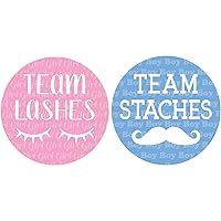 Baby Gender Reveal Team Boy or Girl Stickers - Lashes or Staches - 40 Labels